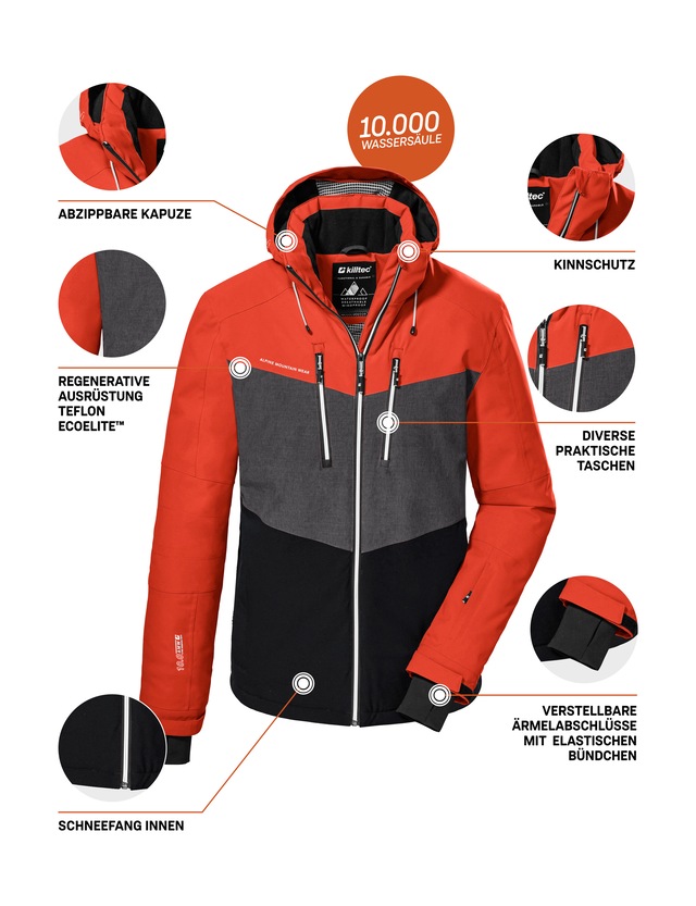 Killtec Skijacke »KSW 45 MN SKI JCKT« Trendige, wasserdichte Skijacke mit abnehmbarer Kapuze und Schneefang