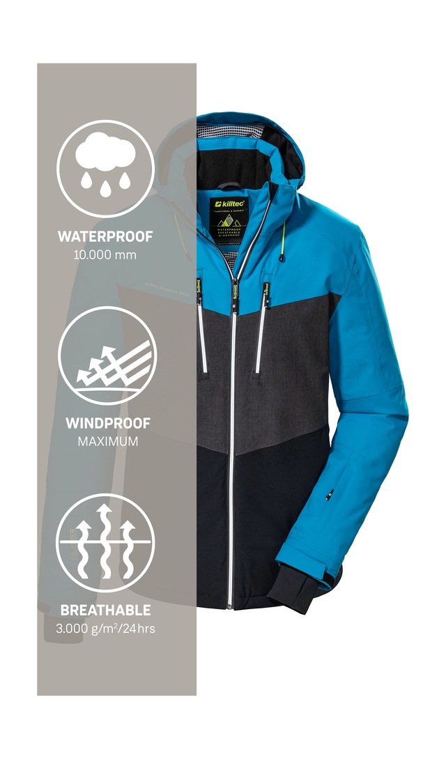 Killtec Skijacke »KSW 45 MN SKI JCKT« Trendige, wasserdichte Skijacke mit abnehmbarer Kapuze und Schneefang