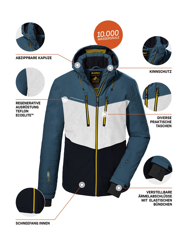 Killtec Skijacke »KSW 45 MN SKI JCKT« Trendige, wasserdichte Skijacke mit abnehmbarer Kapuze und Schneefang