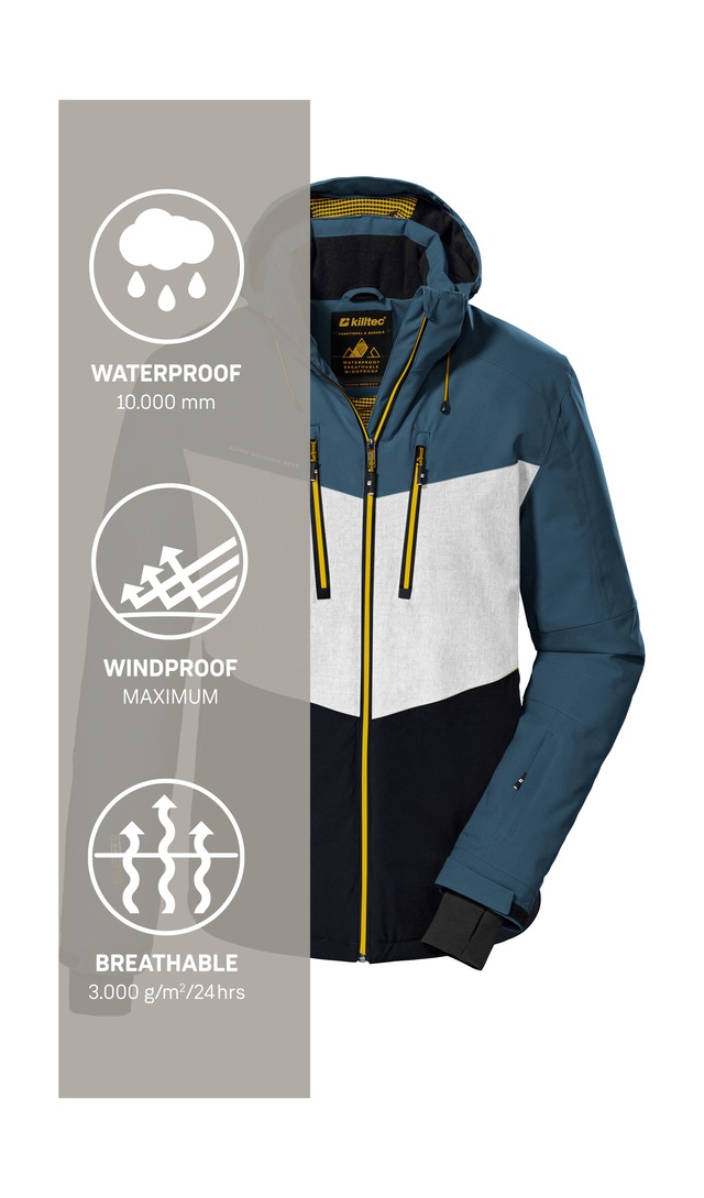Killtec Skijacke »KSW 45 MN SKI JCKT« Trendige, wasserdichte Skijacke mit abnehmbarer Kapuze und Schneefang