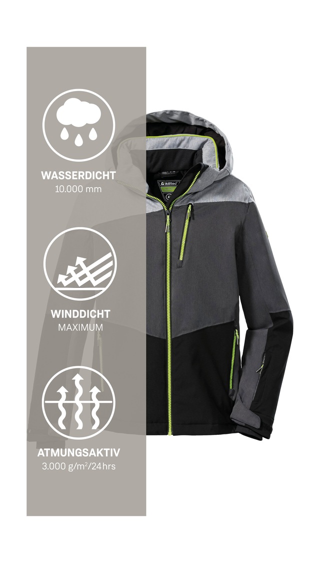 Killtec Skijacke »KSW 161 BYS SKI JCKT« Wasserdichte, atmungsaktive Skijacke mit abnehmbarer Kapuze