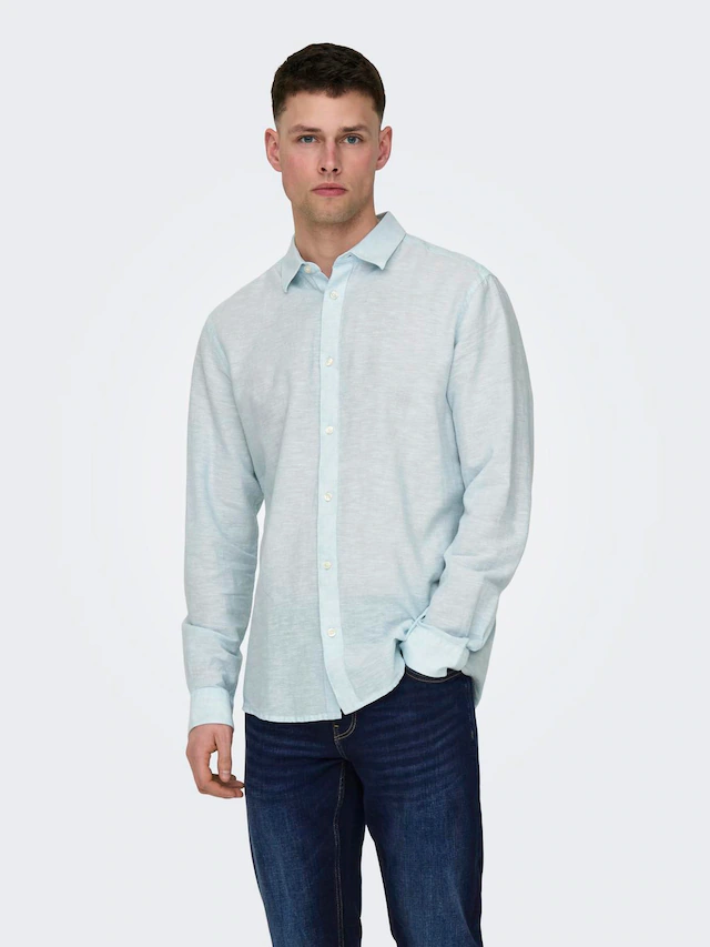 ONLY & SONS Langarmhemd »ONSCAIDEN LS SOLID LINEN SHIRT NOOS« Baumwollmischung mit Leinen, slim fit