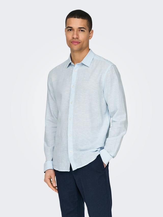ONLY & SONS Langarmhemd »ONSCAIDEN LS SOLID LINEN SHIRT NOOS« Baumwollmischung mit Leinen, slim fit