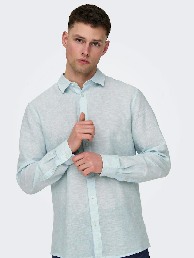 ONLY & SONS Langarmhemd »ONSCAIDEN LS SOLID LINEN SHIRT NOOS« Baumwollmischung mit Leinen, slim fit