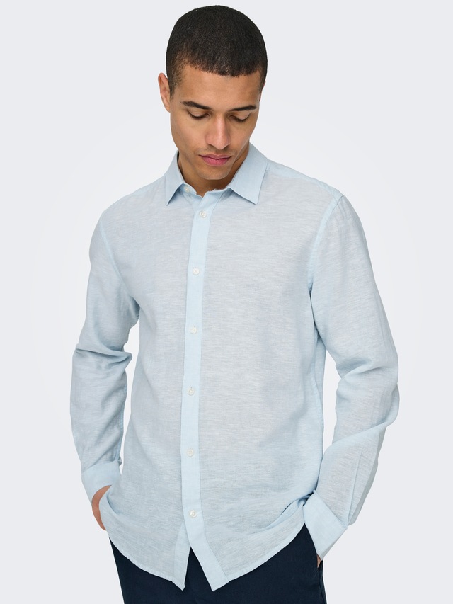 ONLY & SONS Langarmhemd »ONSCAIDEN LS SOLID LINEN SHIRT NOOS« Baumwollmischung mit Leinen, slim fit