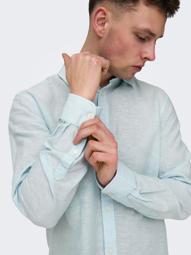 ONLY & SONS Langarmhemd »ONSCAIDEN LS SOLID LINEN SHIRT NOOS« Baumwollmischung mit Leinen, slim fit