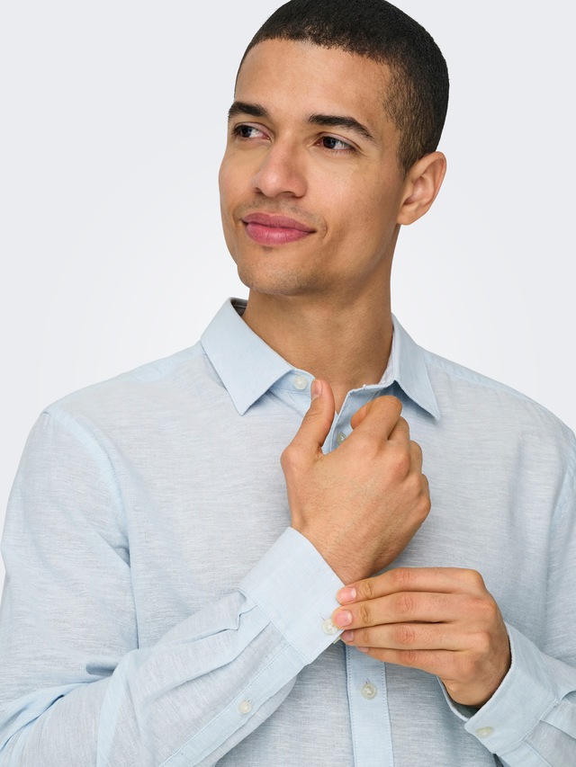 ONLY & SONS Langarmhemd »ONSCAIDEN LS SOLID LINEN SHIRT NOOS« Baumwollmischung mit Leinen, slim fit