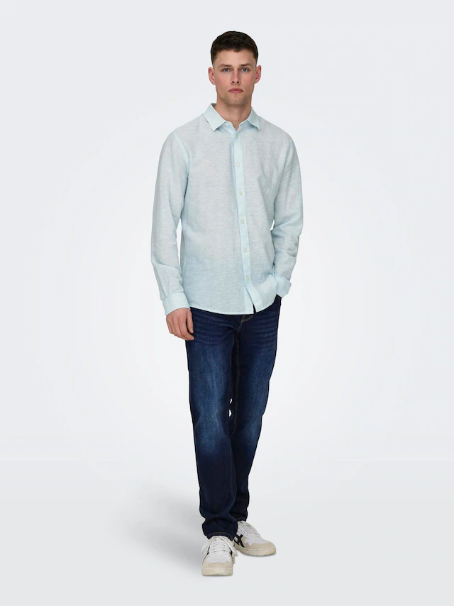 ONLY & SONS Langarmhemd »ONSCAIDEN LS SOLID LINEN SHIRT NOOS« Baumwollmischung mit Leinen, slim fit