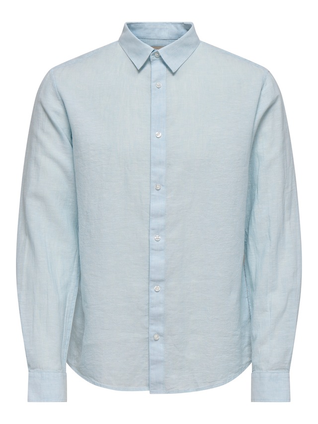 ONLY & SONS Langarmhemd »ONSCAIDEN LS SOLID LINEN SHIRT NOOS« Baumwollmischung mit Leinen, slim fit