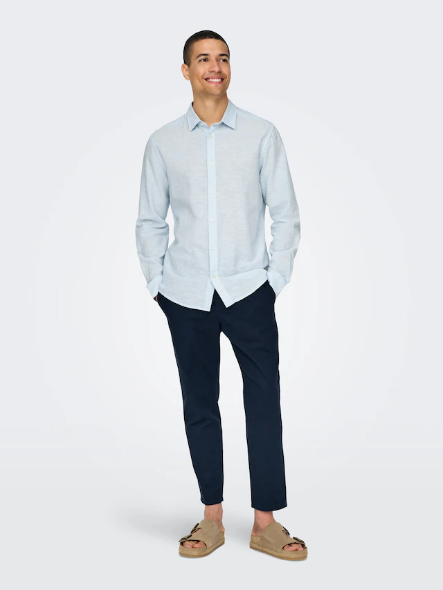 ONLY & SONS Langarmhemd »ONSCAIDEN LS SOLID LINEN SHIRT NOOS« Baumwollmischung mit Leinen, slim fit