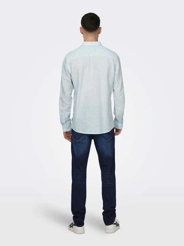ONLY & SONS Langarmhemd »ONSCAIDEN LS SOLID LINEN SHIRT NOOS« Baumwollmischung mit Leinen, slim fit