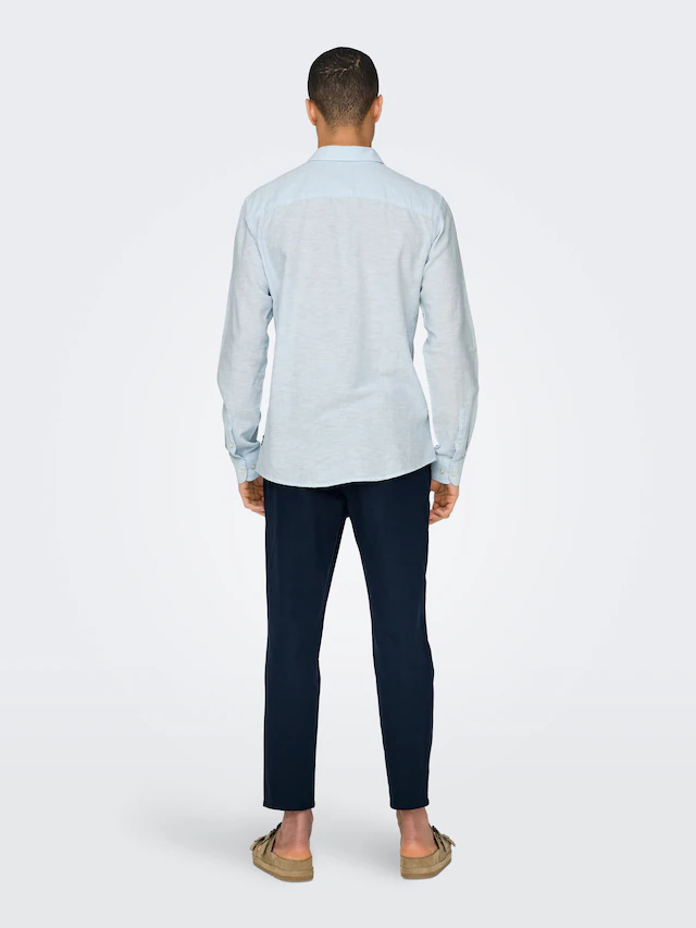 ONLY & SONS Langarmhemd »ONSCAIDEN LS SOLID LINEN SHIRT NOOS« Baumwollmischung mit Leinen, slim fit