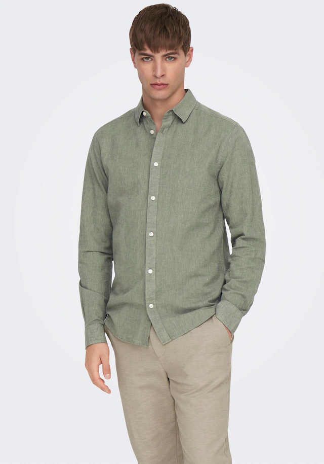 ONLY & SONS Langarmhemd »ONSCAIDEN LS SOLID LINEN SHIRT NOOS« Baumwollmischung mit Leinen, slim fit