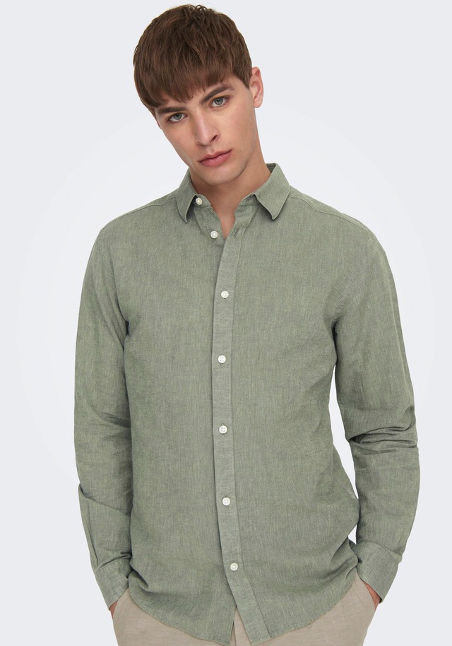 ONLY & SONS Langarmhemd »ONSCAIDEN LS SOLID LINEN SHIRT NOOS« Baumwollmischung mit Leinen, slim fit