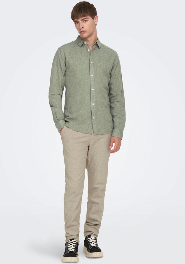 ONLY & SONS Langarmhemd »ONSCAIDEN LS SOLID LINEN SHIRT NOOS« Baumwollmischung mit Leinen, slim fit