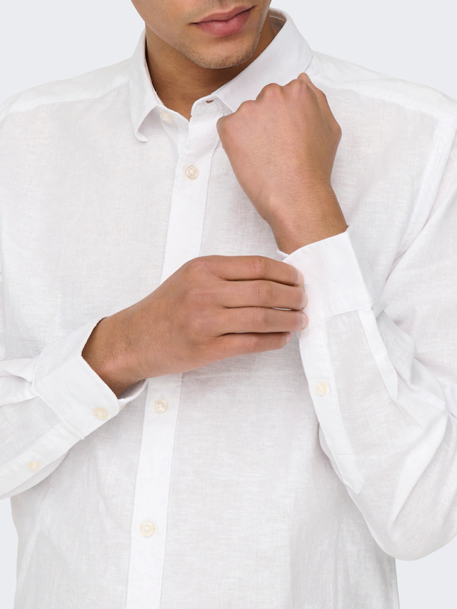 ONLY & SONS Langarmhemd »ONSCAIDEN LS SOLID LINEN SHIRT NOOS« Baumwollmischung mit Leinen, slim fit