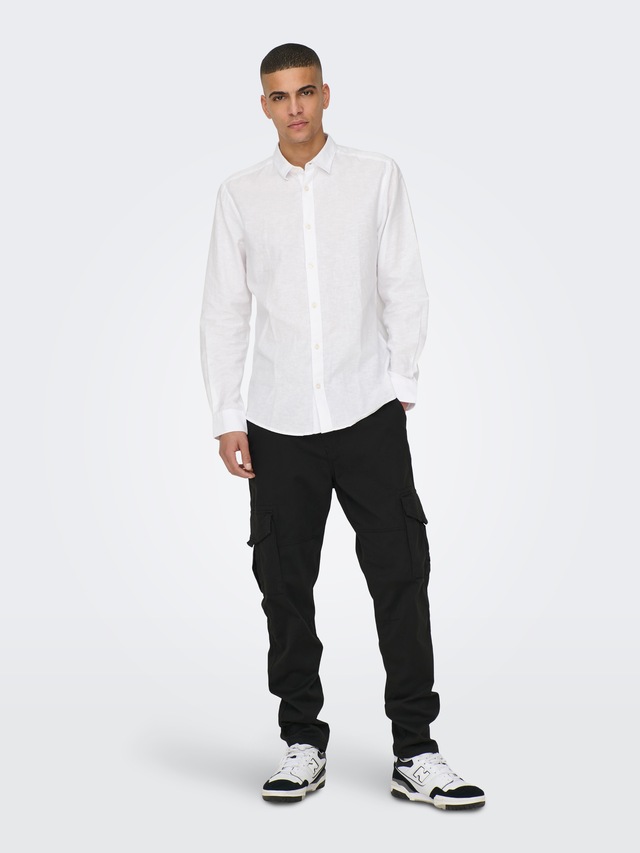 ONLY & SONS Langarmhemd »ONSCAIDEN LS SOLID LINEN SHIRT NOOS« Baumwollmischung mit Leinen, slim fit