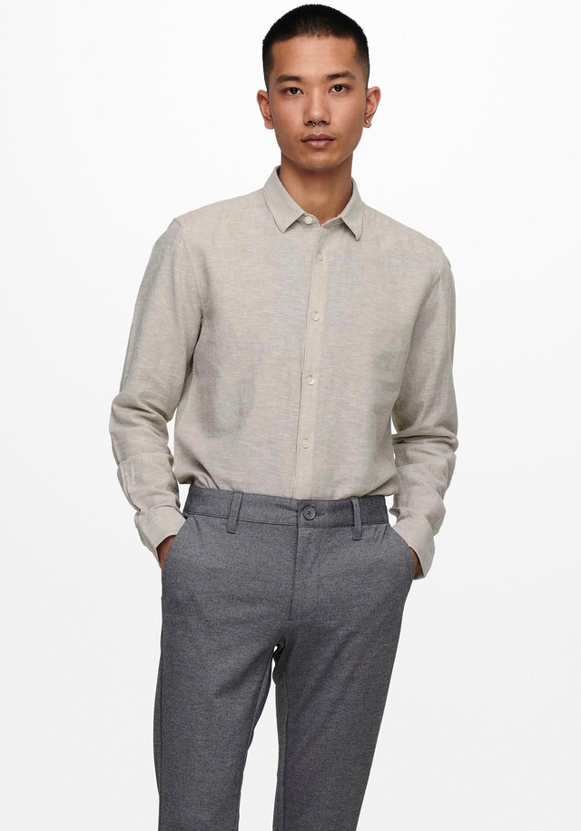 ONLY & SONS Langarmhemd »ONSCAIDEN LS SOLID LINEN SHIRT NOOS« Baumwollmischung mit Leinen, slim fit