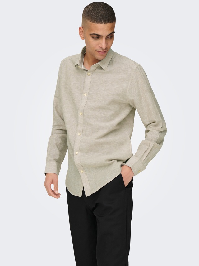 ONLY & SONS Langarmhemd »ONSCAIDEN LS SOLID LINEN SHIRT NOOS« Baumwollmischung mit Leinen, slim fit