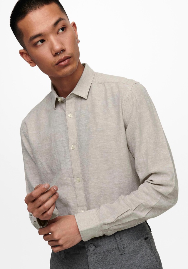 ONLY & SONS Langarmhemd »ONSCAIDEN LS SOLID LINEN SHIRT NOOS« Baumwollmischung mit Leinen, slim fit