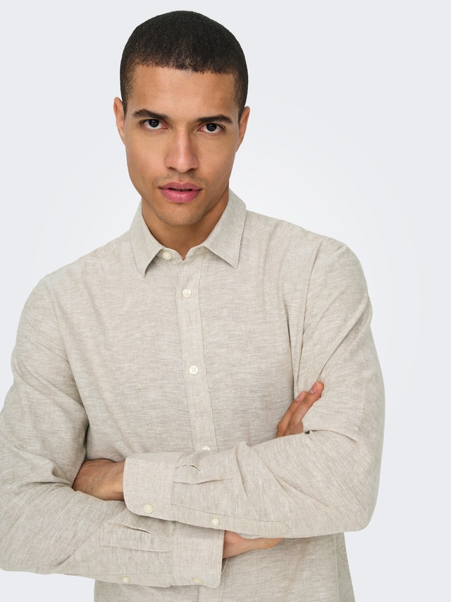 ONLY & SONS Langarmhemd »ONSCAIDEN LS SOLID LINEN SHIRT NOOS« Baumwollmischung mit Leinen, slim fit