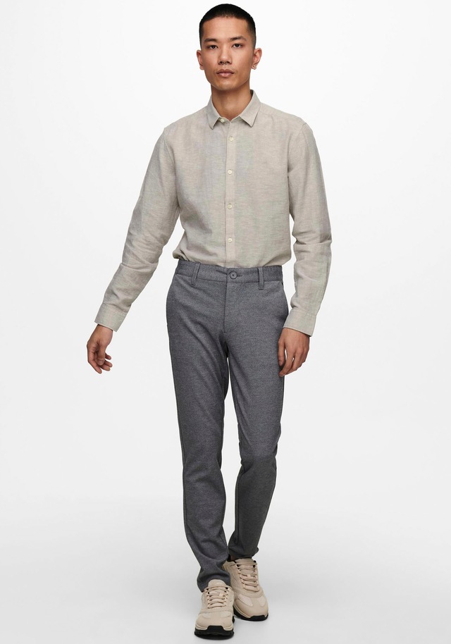 ONLY & SONS Langarmhemd »ONSCAIDEN LS SOLID LINEN SHIRT NOOS« Baumwollmischung mit Leinen, slim fit