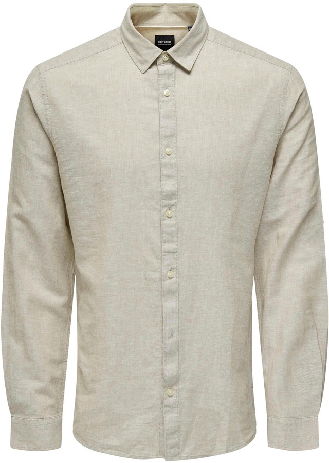 ONLY & SONS Langarmhemd »ONSCAIDEN LS SOLID LINEN SHIRT NOOS« Baumwollmischung mit Leinen, slim fit