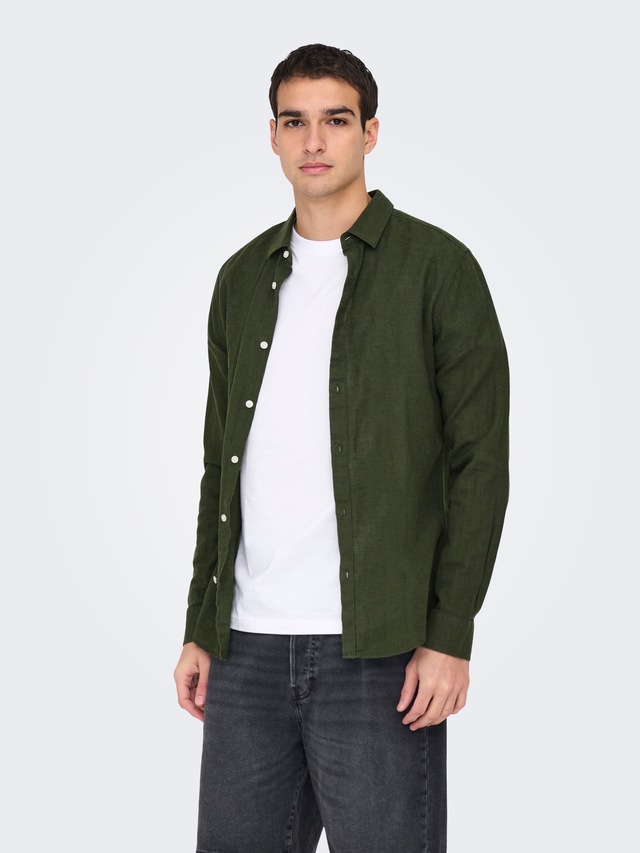 ONLY & SONS Langarmhemd »ONSCAIDEN LS SOLID LINEN SHIRT NOOS« Baumwollmischung mit Leinen, slim fit