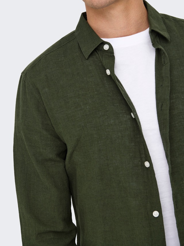 ONLY & SONS Langarmhemd »ONSCAIDEN LS SOLID LINEN SHIRT NOOS« Baumwollmischung mit Leinen, slim fit