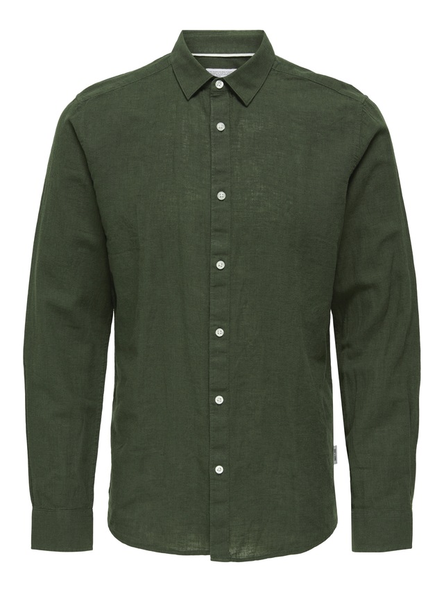 ONLY & SONS Langarmhemd »ONSCAIDEN LS SOLID LINEN SHIRT NOOS« Baumwollmischung mit Leinen, slim fit