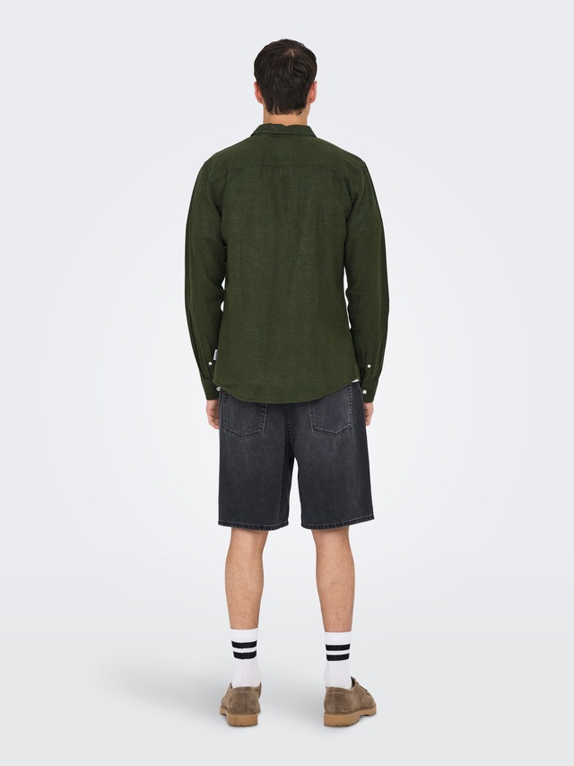 ONLY & SONS Langarmhemd »ONSCAIDEN LS SOLID LINEN SHIRT NOOS« Baumwollmischung mit Leinen, slim fit
