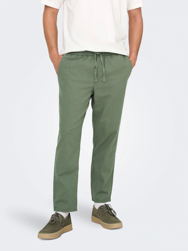 ONLY & SONS Schlupfhose »ONSLINUS CROP 0007 COT LIN PNT NOOS« Baumwolle mit Leinen, Gummizug und Kordel