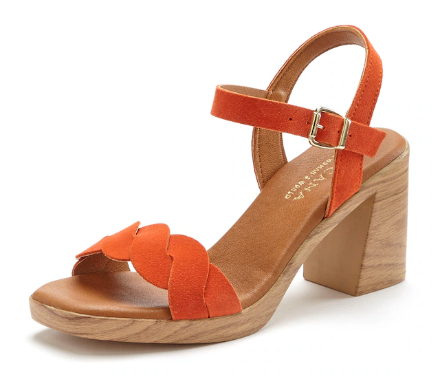 LASCANA Riemchensandalette »Sandale, Sandalette, Sommerschuh« aus weichem Leder mit Blockabsatz