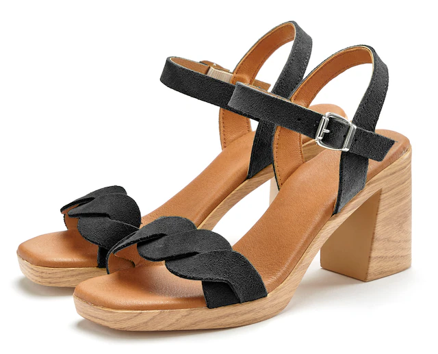 LASCANA Riemchensandalette »Sandale, Sandalette, Sommerschuh« aus weichem Leder mit Blockabsatz