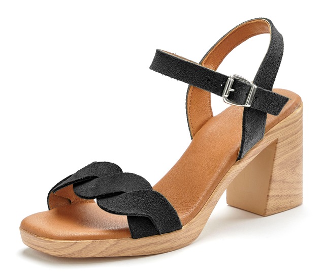 LASCANA Riemchensandalette »Sandale, Sandalette, Sommerschuh« aus weichem Leder mit Blockabsatz