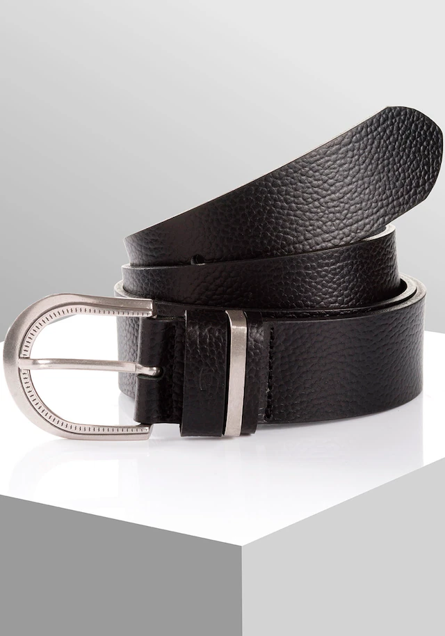 TOM TAILOR Ledergürtel »TTSANDRA« 3,5 cm breiter Damengürtel, genarbte Oberfläche, Schließe silberfarben
