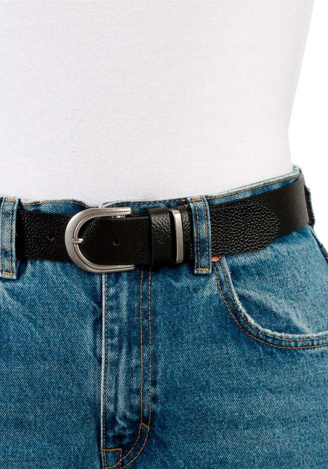 TOM TAILOR Ledergürtel »TTSANDRA« 3,5 cm breiter Damengürtel, genarbte Oberfläche, Schließe silberfarben