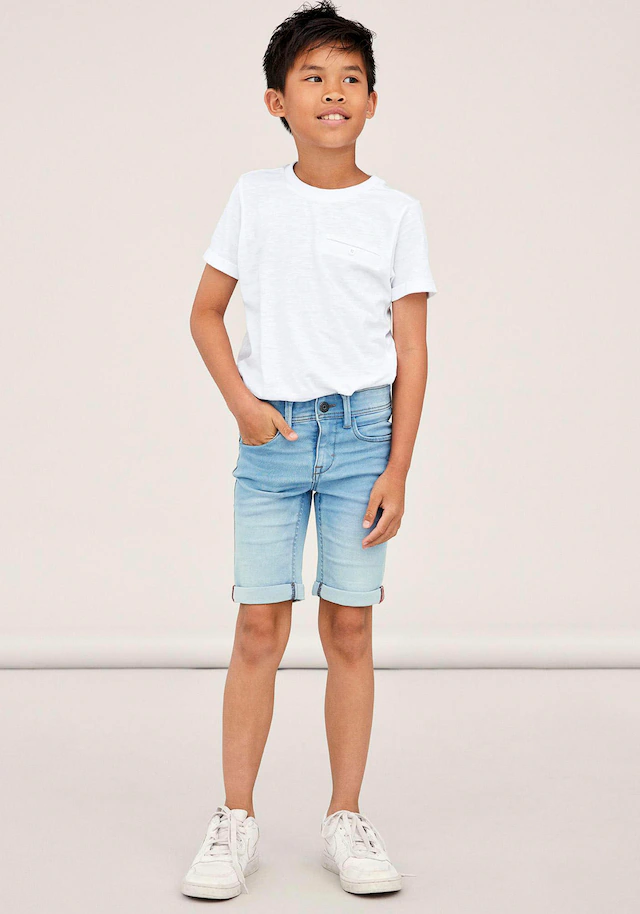 Name It »NKMSILAS SLIM DNM L SHORT« Baumwollmischung, Stretch, Umschlagsaum