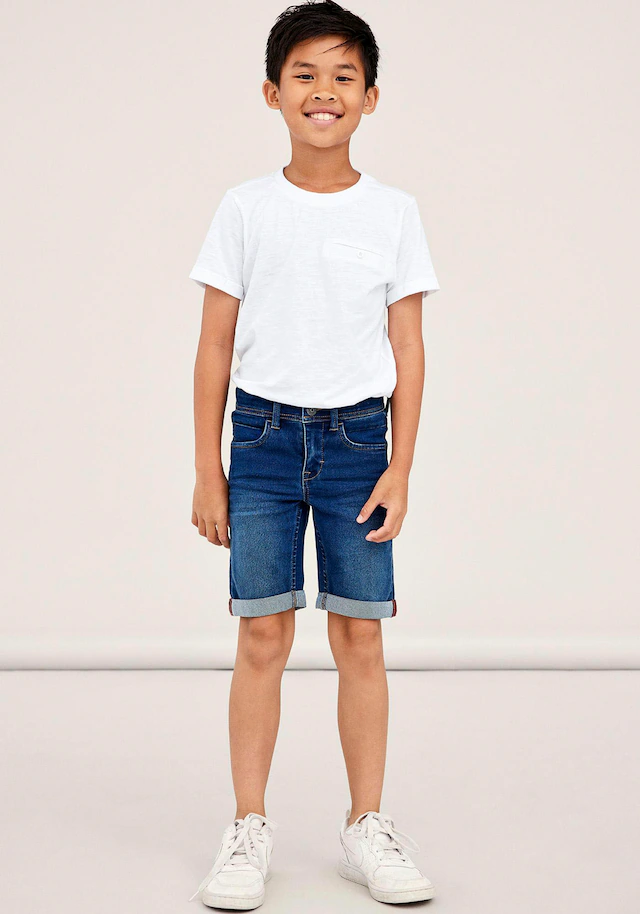 Name It »NKMSILAS SLIM DNM L SHORT« Baumwollmischung, Stretch, Umschlagsaum