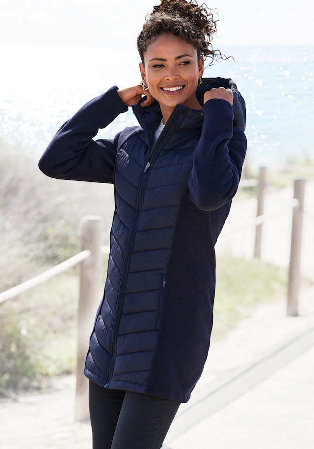 Vivance Steppjacke mit Kapuze mit Strickfleece-Ärmeln