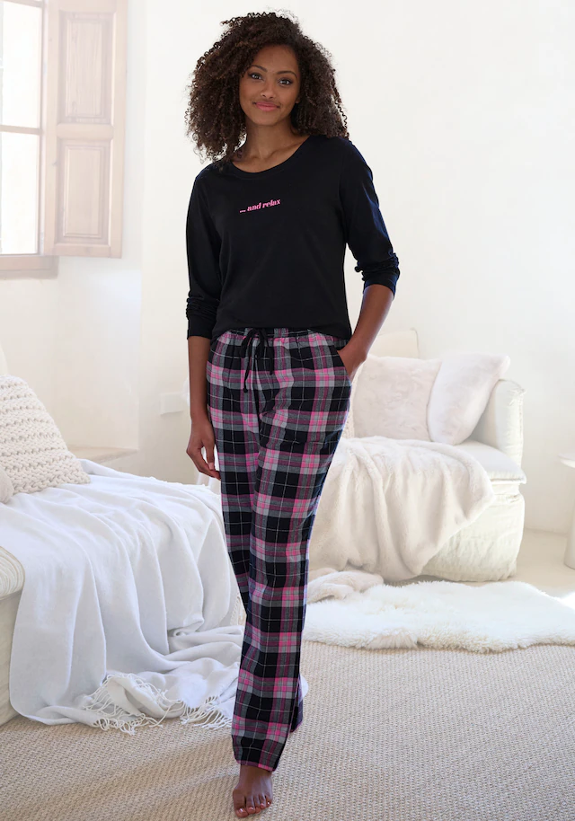Vivance Dreams by Lascana Pyjama Set, 2 tlg. aus kuschelig weichem Flanell