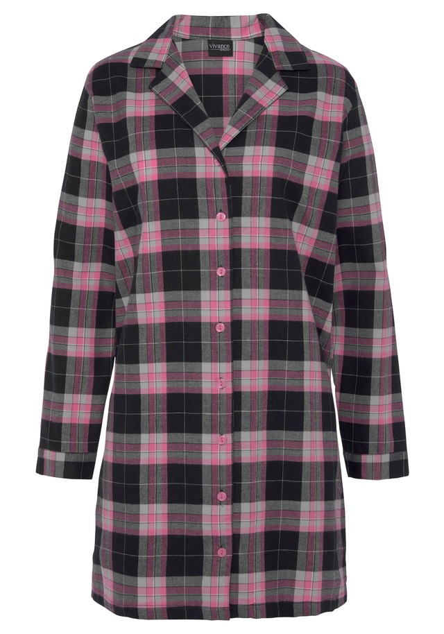 Vivance Dreams by Lascana Nachthemd Ohne Taschen aus kuschelig weichem Flanell