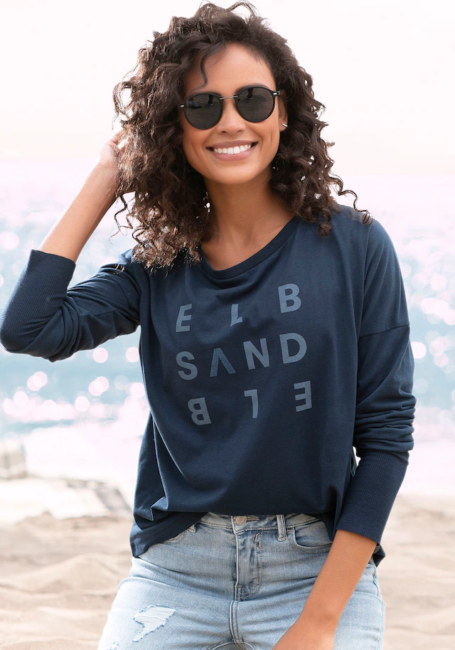 Elbsand Longsleeve »Ingiara« mit Logodruck vorne, Langarmshirt, sportlich-casual