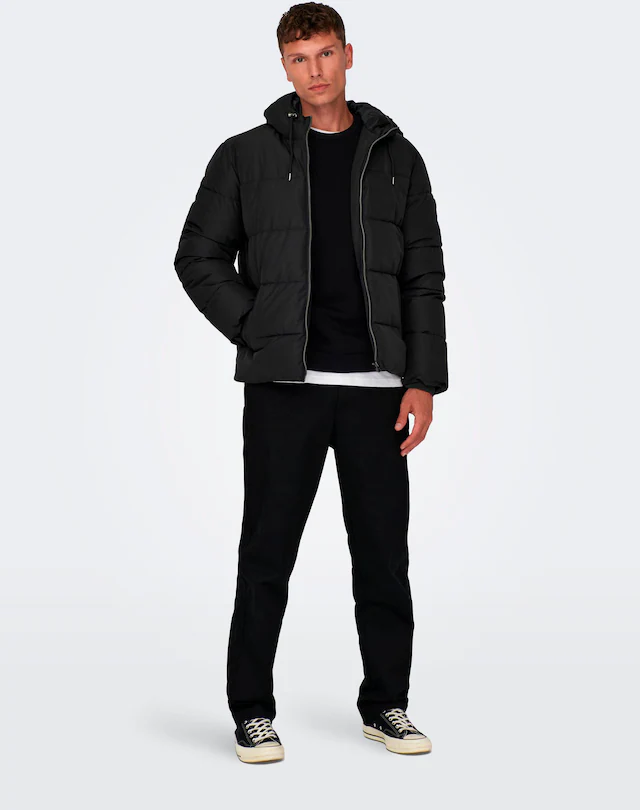 ONLY & SONS Steppjacke »ONSMARLON LIFE HOOD PUFFER JACKET OTW VD« mit Kapuze