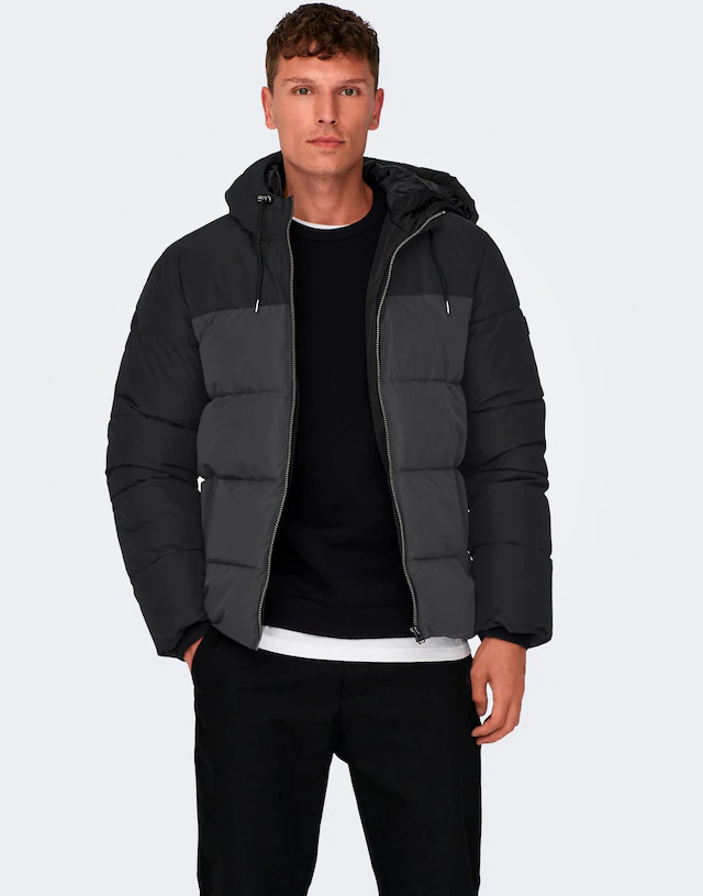 ONLY & SONS Steppjacke »ONSMARLON LIFE HOOD PUFFER JACKET OTW VD« mit Kapuze