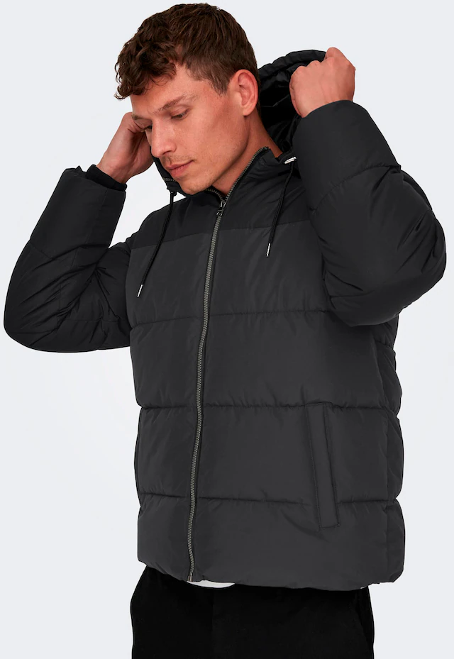 ONLY & SONS Steppjacke »ONSMARLON LIFE HOOD PUFFER JACKET OTW VD« mit Kapuze