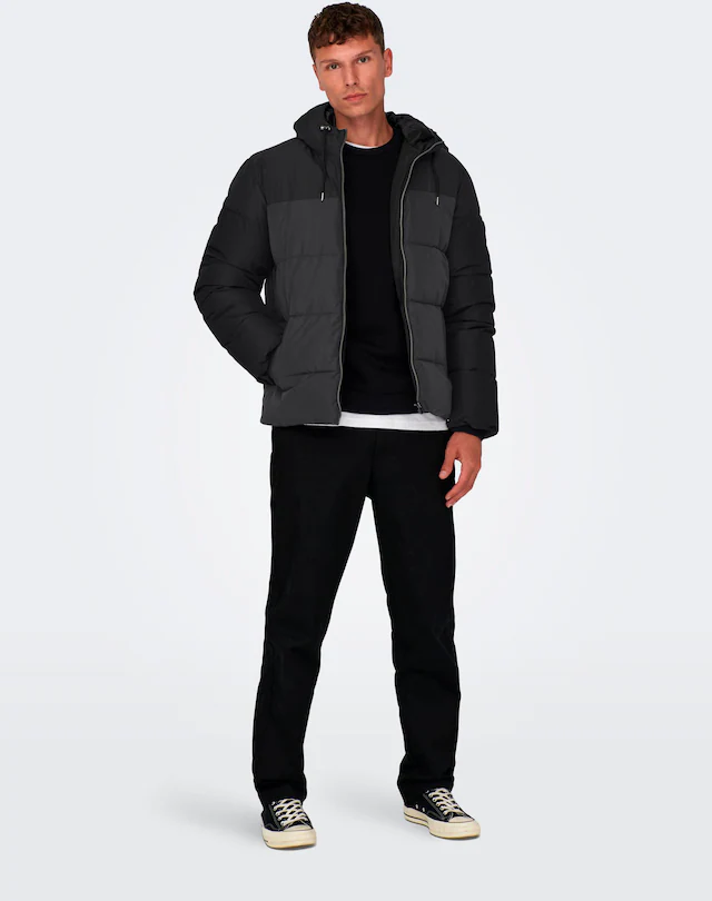 ONLY & SONS Steppjacke »ONSMARLON LIFE HOOD PUFFER JACKET OTW VD« mit Kapuze