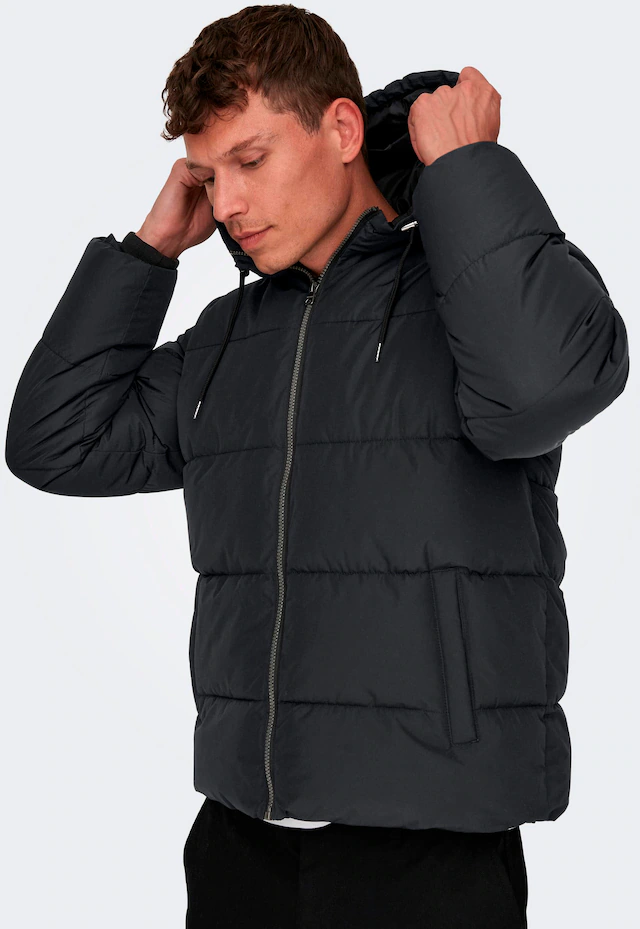 ONLY & SONS Steppjacke »ONSMARLON LIFE HOOD PUFFER JACKET OTW VD« mit Kapuze