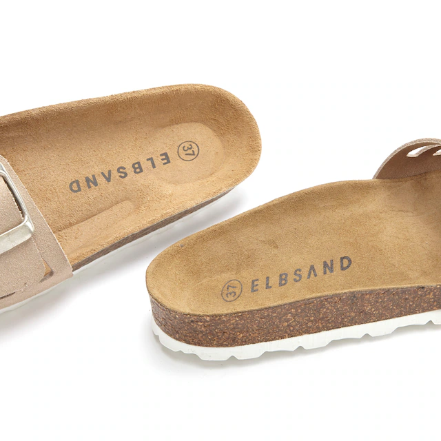 Elbsand Pantolette »Sandale, Mule, offener Schuh, Sommerschuhe, Lederpantolette« aus Leder mit weichem Korkfußbett