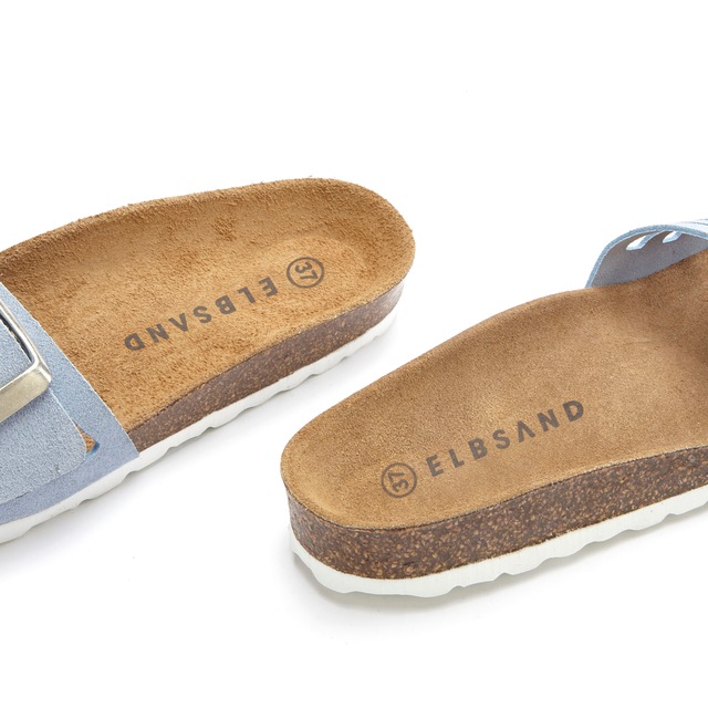 Elbsand Pantolette »Sandale, Mule, offener Schuh, Sommerschuhe, Lederpantolette« aus Leder mit weichem Korkfußbett